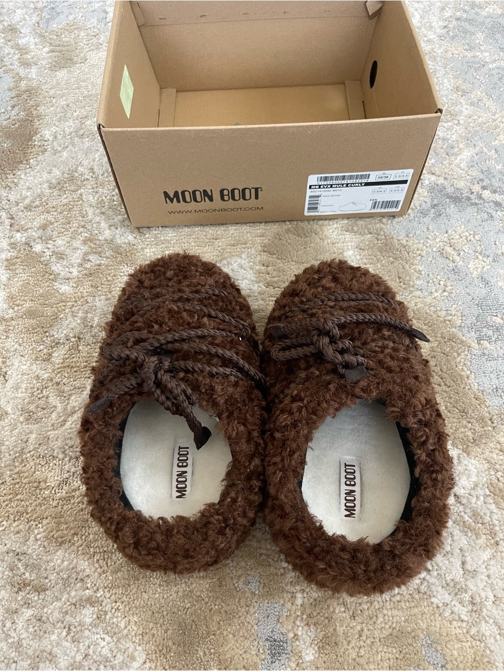 Moon Boot Kids Brown Faux-Shearling Cozy Slippers